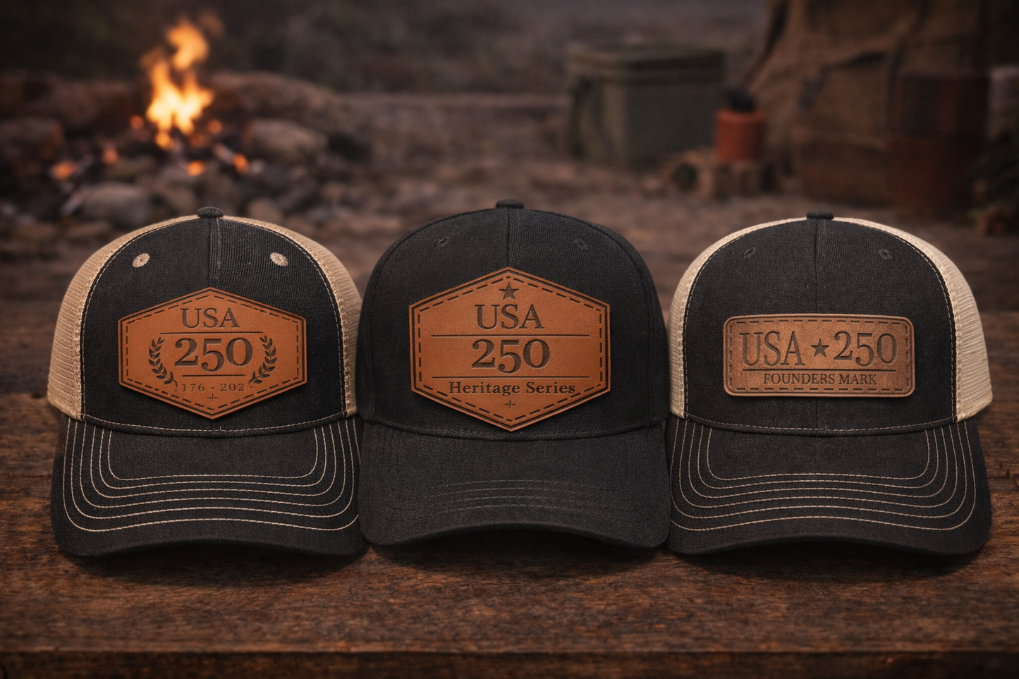 USA 250 Rugged Heritage Leather Patch Hat