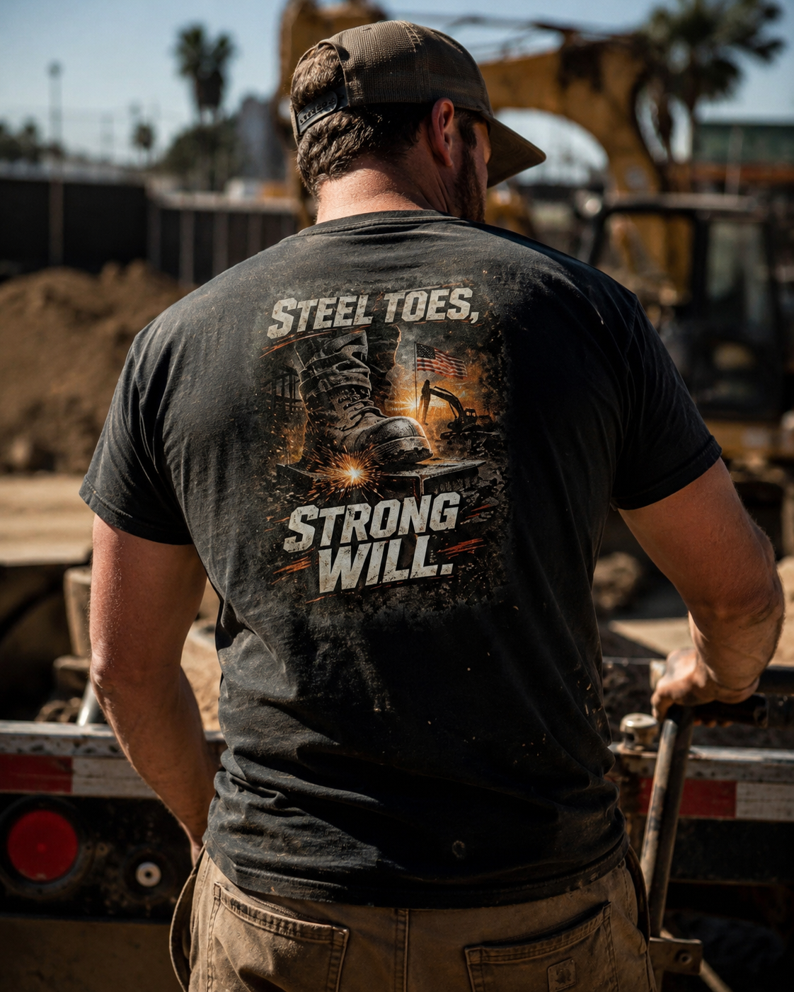 Steel Toes. Strong Will.  Premium Graphic Work Shirt